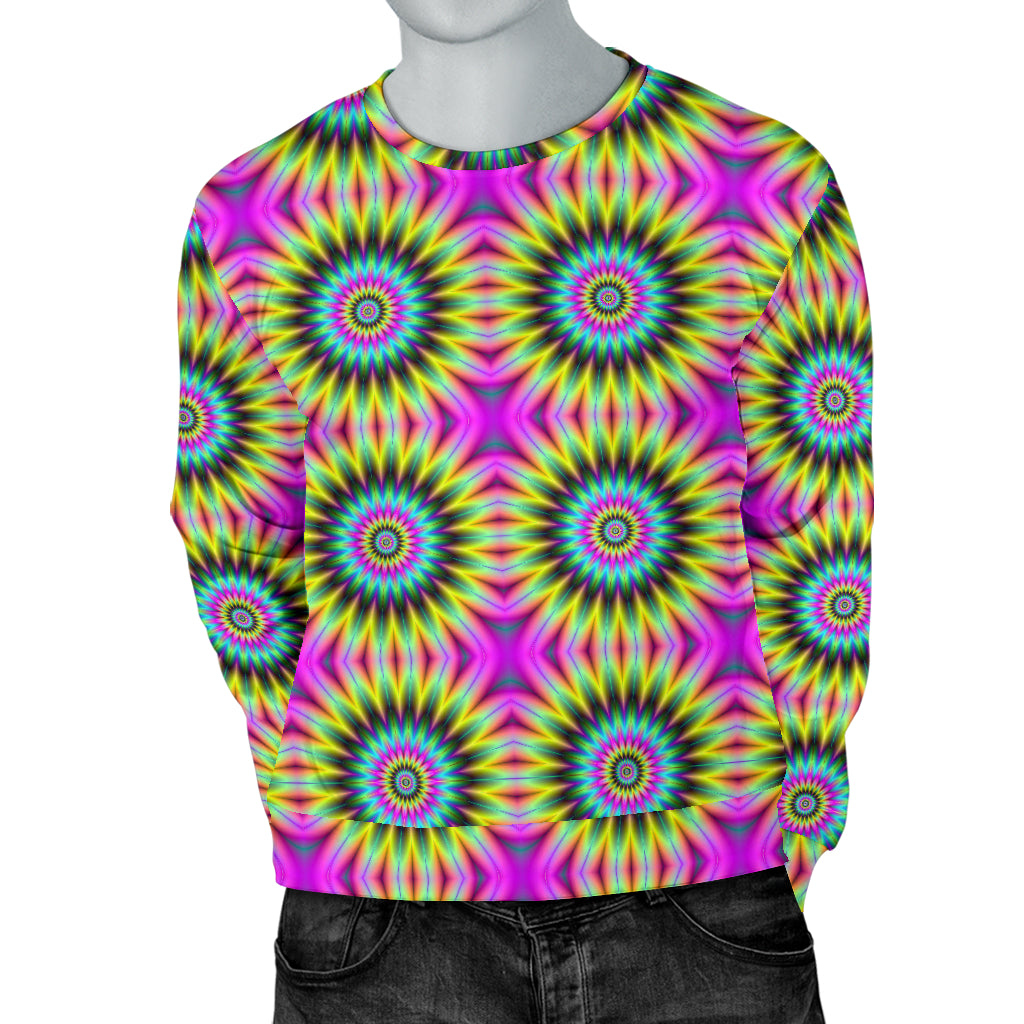 Optical illusion Flower Rainbow Style Men Long Sleeve Sweatshirt