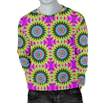 Optical illusion Flower Rainbow Style Men Long Sleeve Sweatshirt