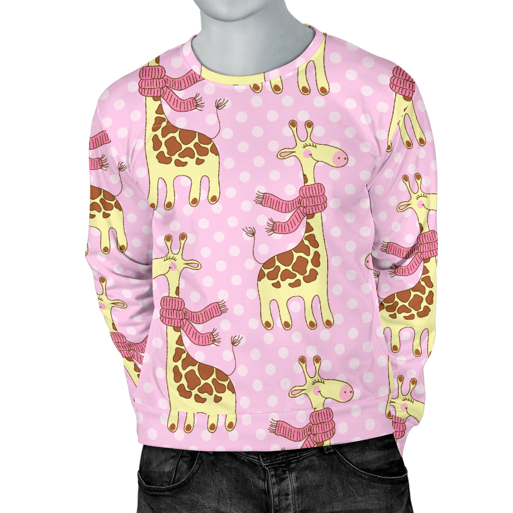 Giraffe Cute Pink Polka Dot Print Men Long Sleeve Sweatshirt
