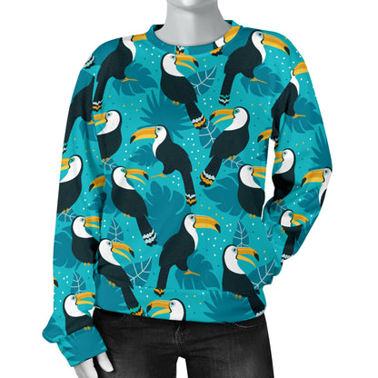 Toucan Parrot Pattern Print Women Long Sleeve Sweatshirt
