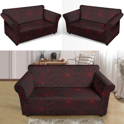 Spider Web Red Print Design LKS302 Loveseat Couch Slipcover