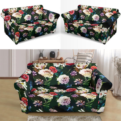 Summer Floral Print Design LKS303 Loveseat Couch Slipcover