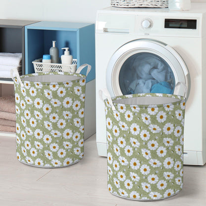 Daisy Yellow Print Pattern Laundry Basket