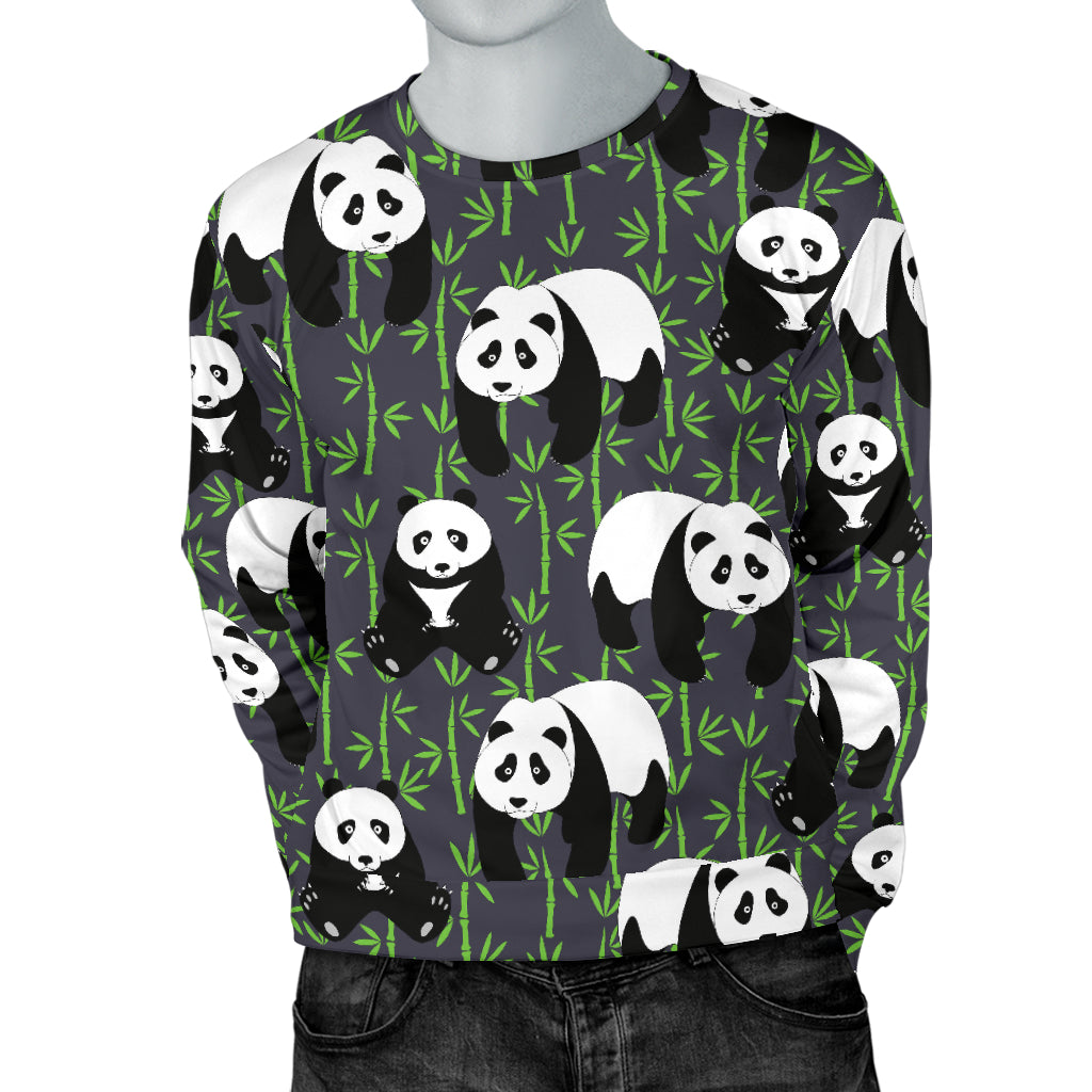 Panda Bear Bamboo Themed Print Men Long Sleeve Sweatshirt