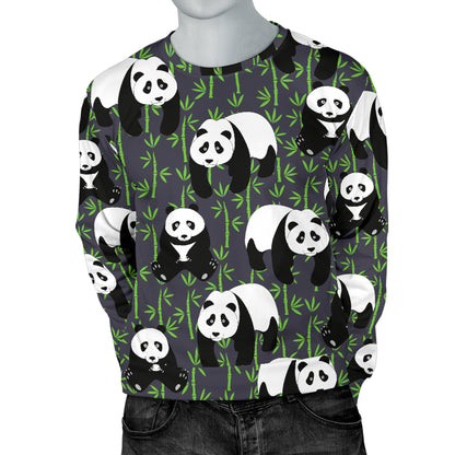 Panda Bear Bamboo Themed Print Men Long Sleeve Sweatshirt
