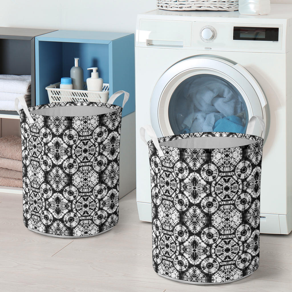 Tie Dye Black White Design Print Laundry Basket