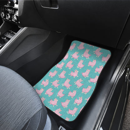 Alpaca Cartoon Design Themed Print Car Floor Mats Front Back
