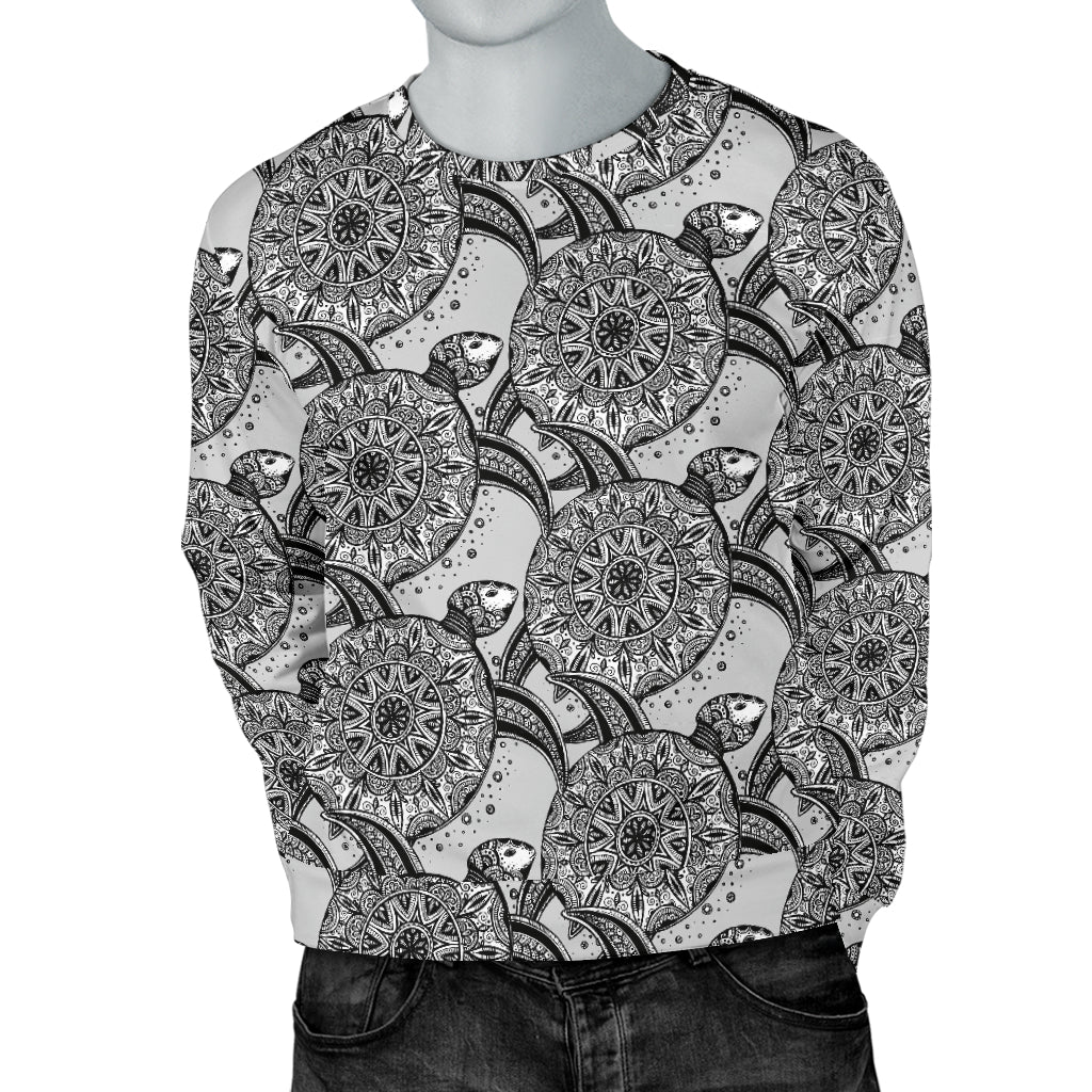 Tribal Turtle Polynesian Themed Print Men Long Sleeve Sweatshirt
