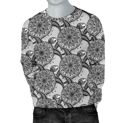 Tribal Turtle Polynesian Themed Print Men Long Sleeve Sweatshirt