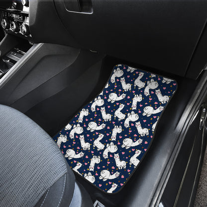 Alpaca Heart Star Design Themed Print Car Floor Mats Front Back