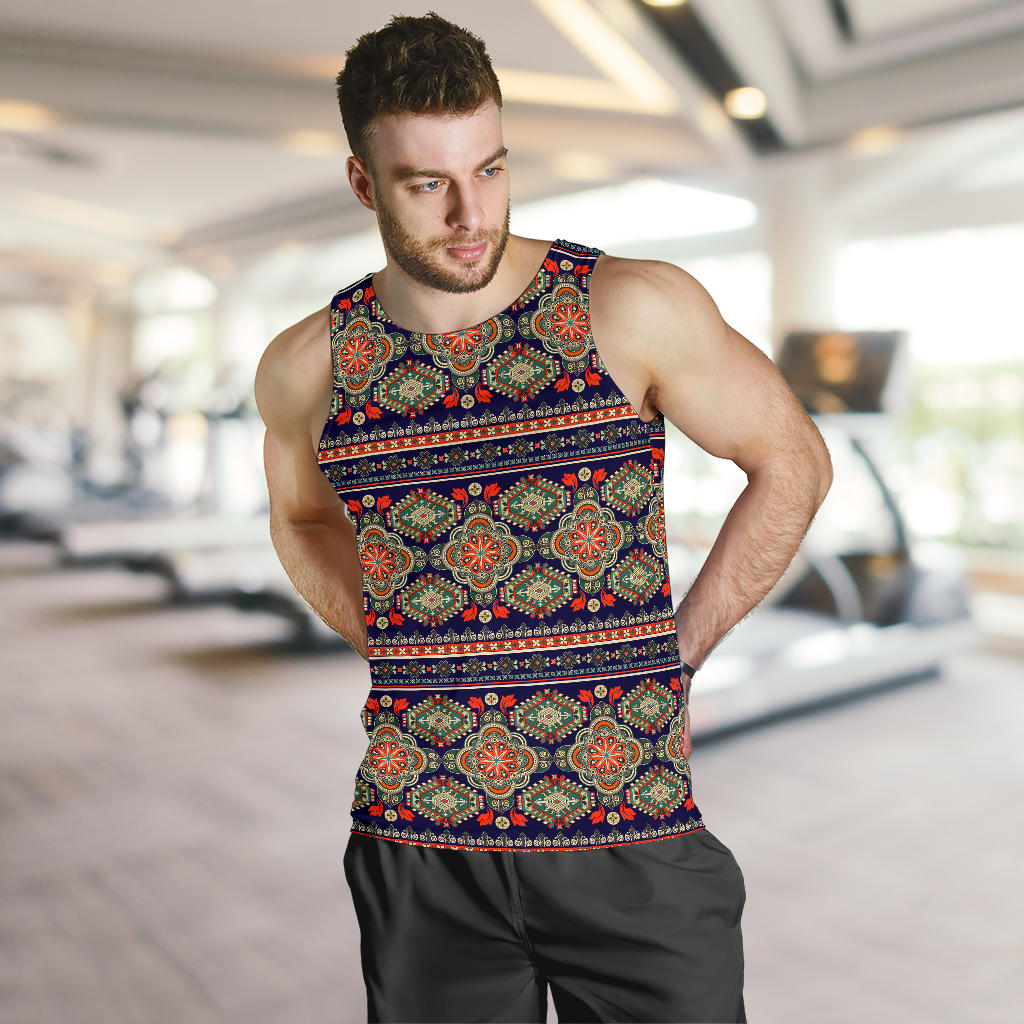 Ethnic Geometric Print Pattern Men Tank Top