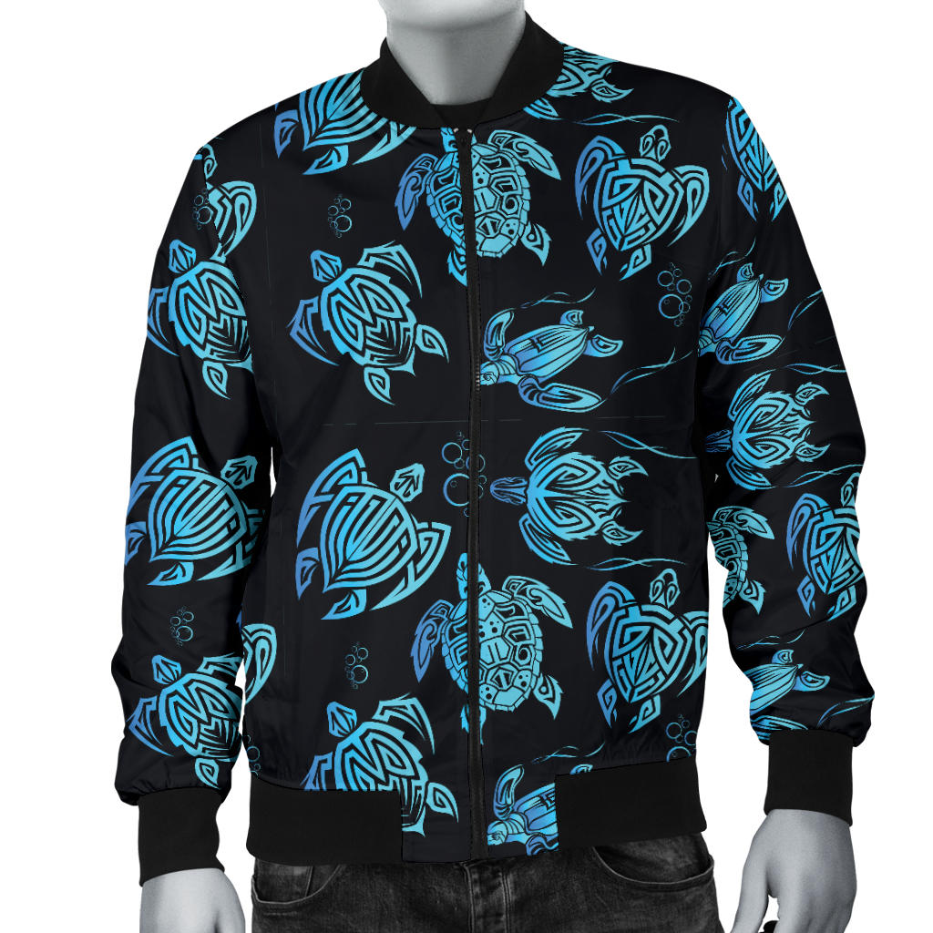 Tribal Turtle Polynesian Themed Design Men Bomber Jacket