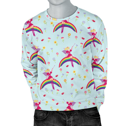 Fairy with Rainbow Print Pattern Men Long Sleeve Sweatshirt
