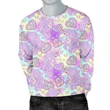 Unicorn Rainbow Star Heart Print Men Long Sleeve Sweatshirt
