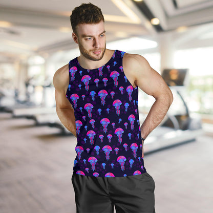 Jellyfish Neon Print Men Tank Top