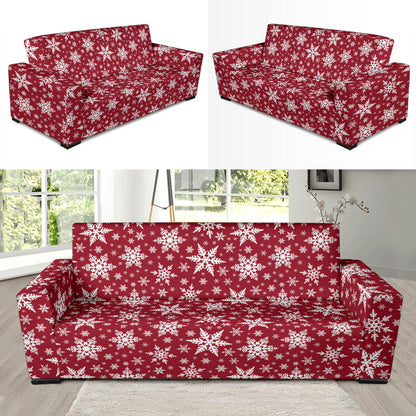Snowflake Red Print Design LKS302 Sofa Slipcover