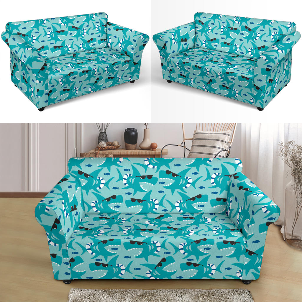 Shark Cute Print Design LKS302 Loveseat Couch Slipcover