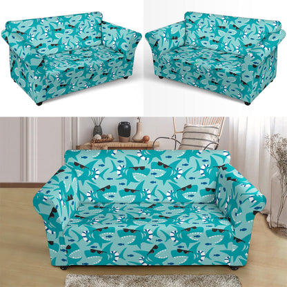 Shark Cute Print Design LKS302 Loveseat Couch Slipcover