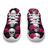 Pink Rose Skull Themed Print Athletic Shoes