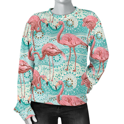 Flamingo Background Themed Print Women Long Sleeve Sweatshirt