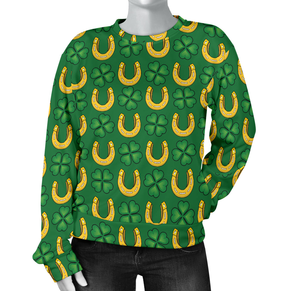 Shamrock Horseshoes Print Pattern Women Long Sleeve Sweatshirt