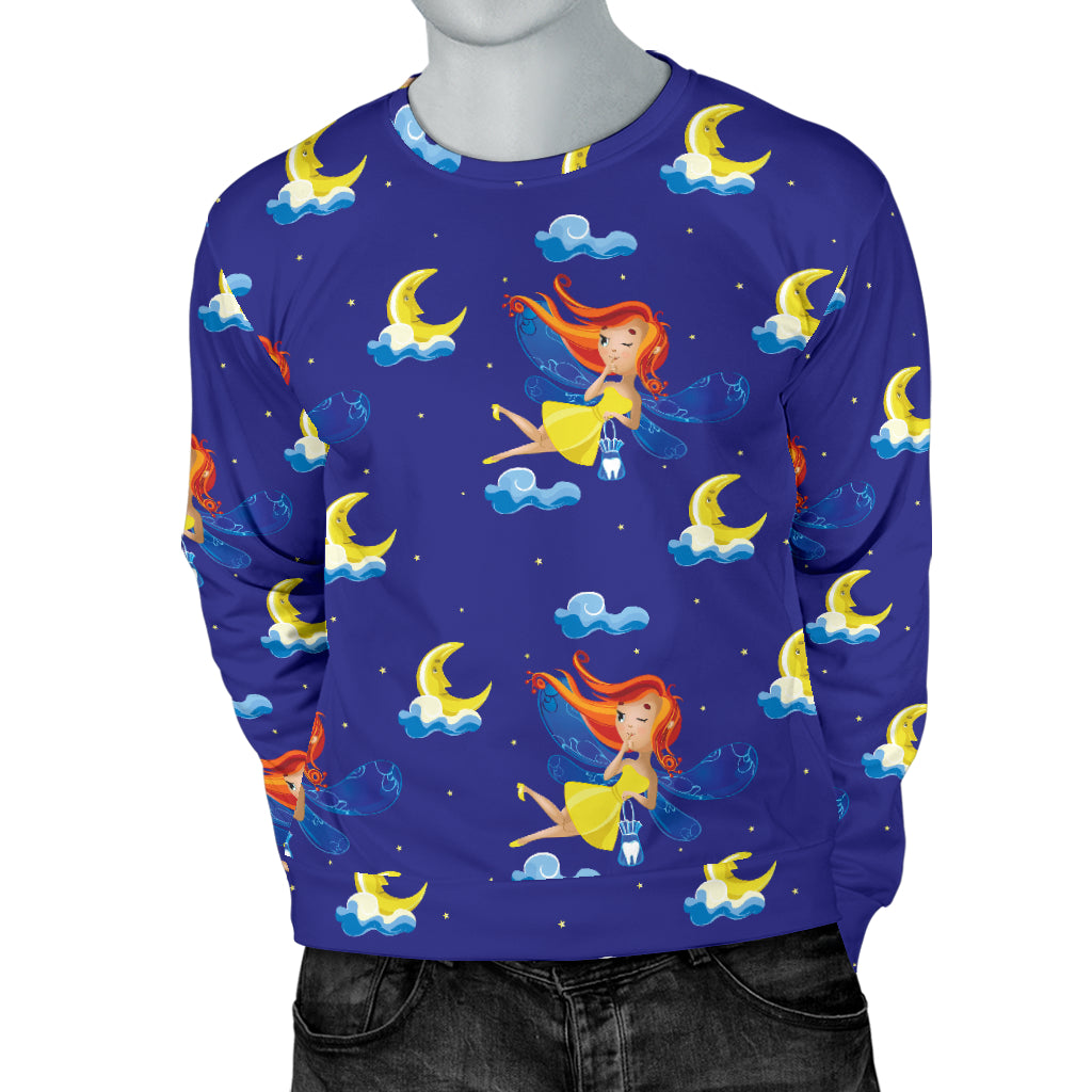 Fairy with Moon Print Pattern Men Long Sleeve Sweatshirt