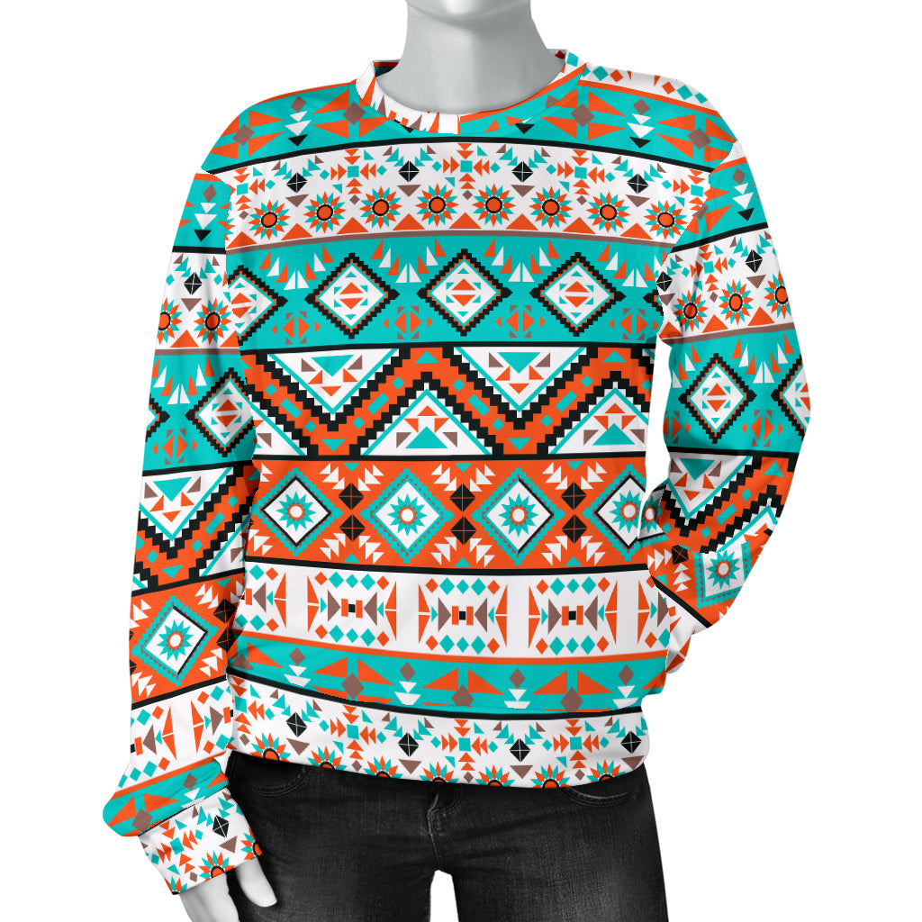 Navajo Style Print Pattern Women Long Sleeve Sweatshirt