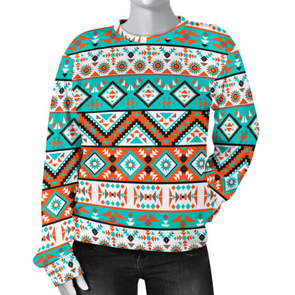 Navajo Style Print Pattern Women Long Sleeve Sweatshirt