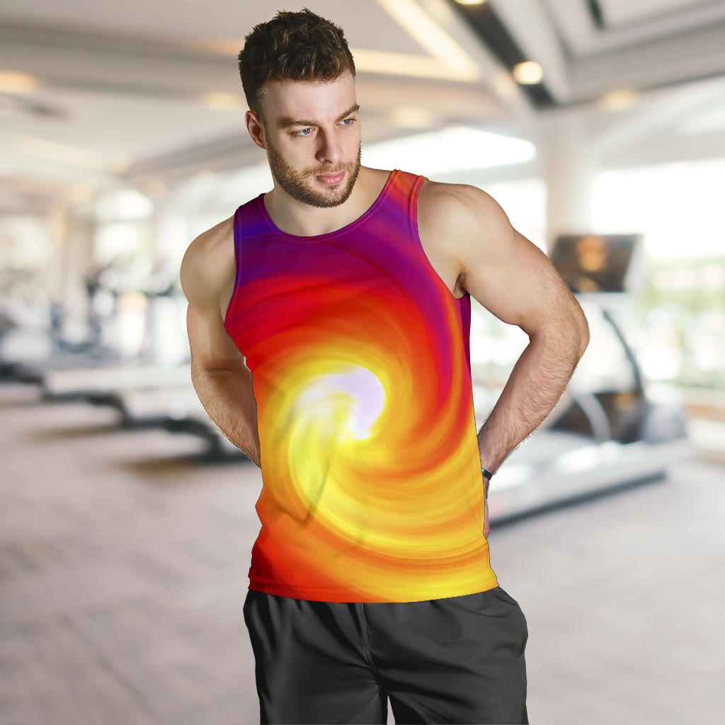Vortex Twist Swirl Flame Themed Men Tank Top