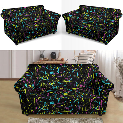 Splatter Multicolor Print Design LKS302 Loveseat Couch Slipcover