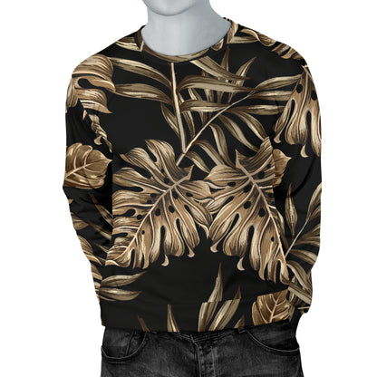 Brown Tropical Palm Leaves Men Long Sleeve Sweatshirt