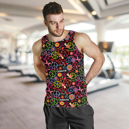 Peace Sign Colorful Design Print Men Tank Top