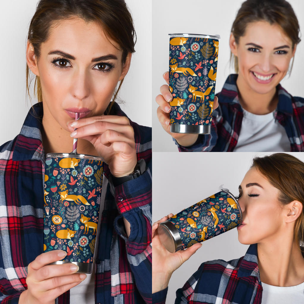 Fox Cute Jungle Print Pattern Tumbler