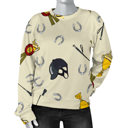 Equestrian Horseshoe Equipment Women Long Sleeve Sweatshirt