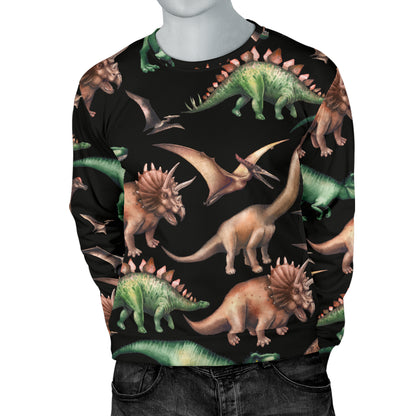 Dinosaur Print Pattern Men Long Sleeve Sweatshirt