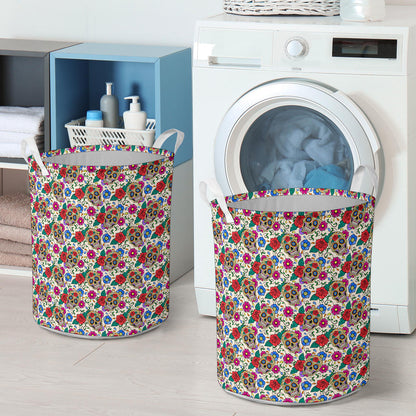 Sugar Skull Colorful Themed Print Laundry Basket