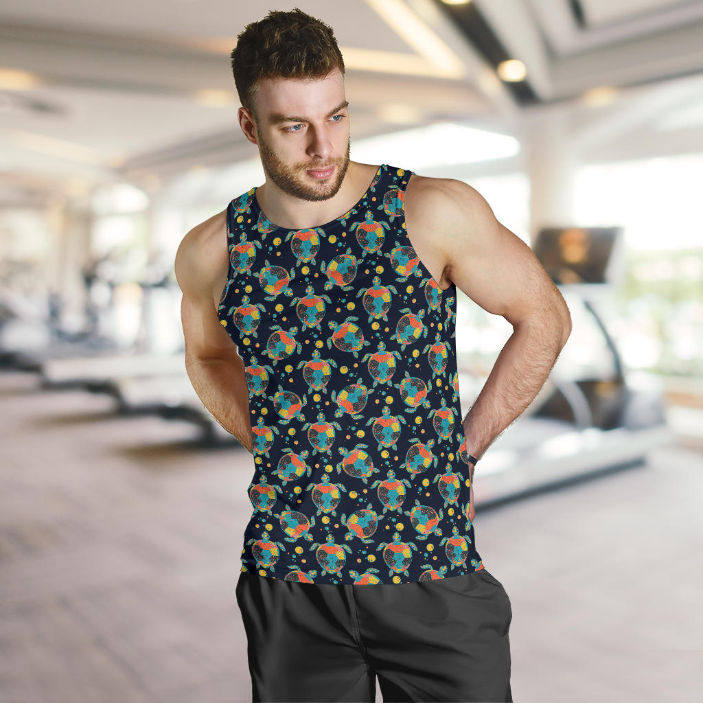 Sea Turtle Colorful with bubble Print Men Tank Top