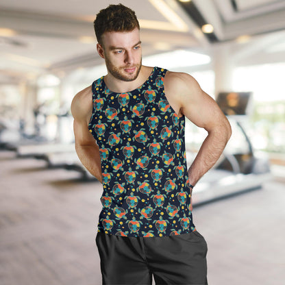 Sea Turtle Colorful with bubble Print Men Tank Top