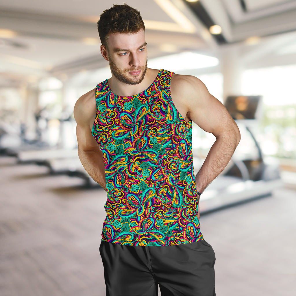 Psychedelic Trippy Floral Design Men Tank Top