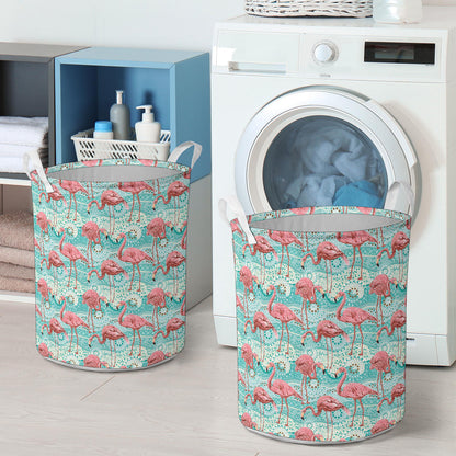 Flamingo Background Themed Print Laundry Basket