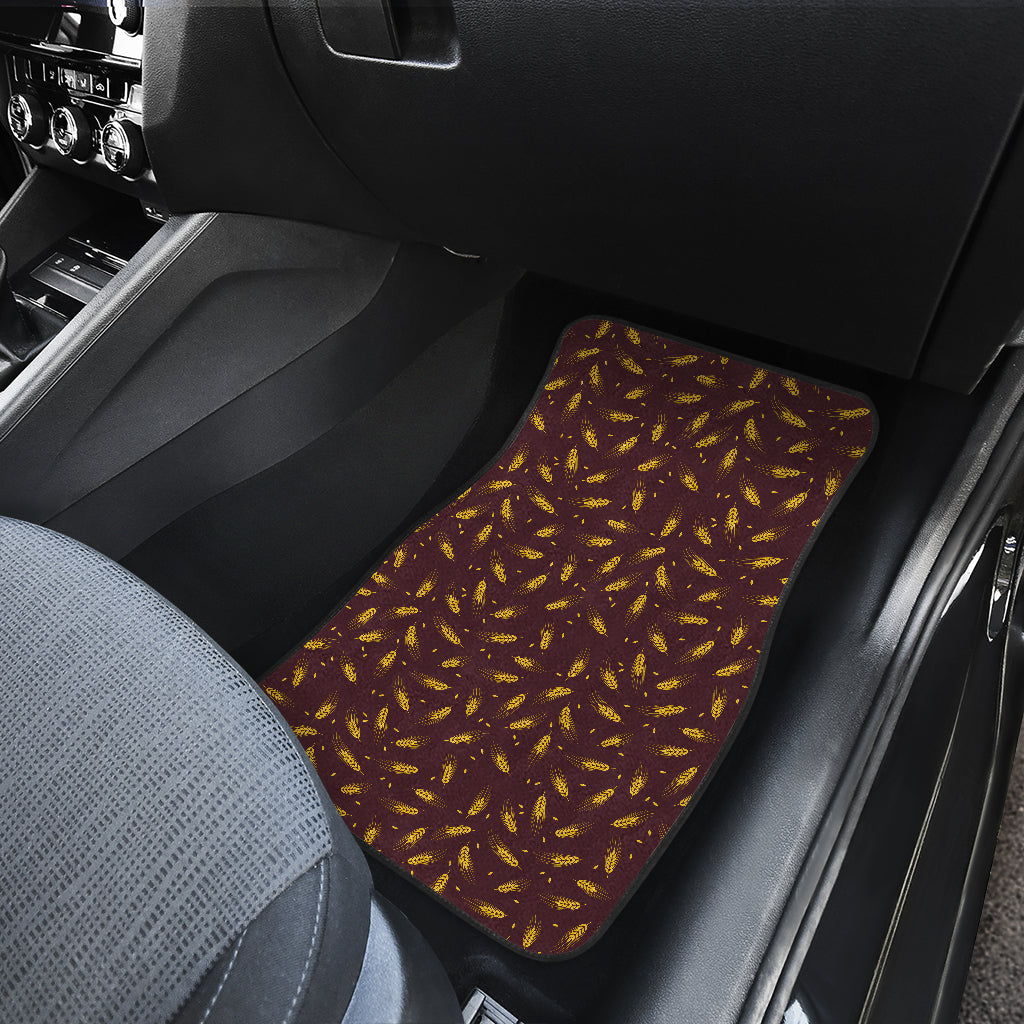 Agricultural Gold Wheat Print Pattern Car Floor Mats Front Back