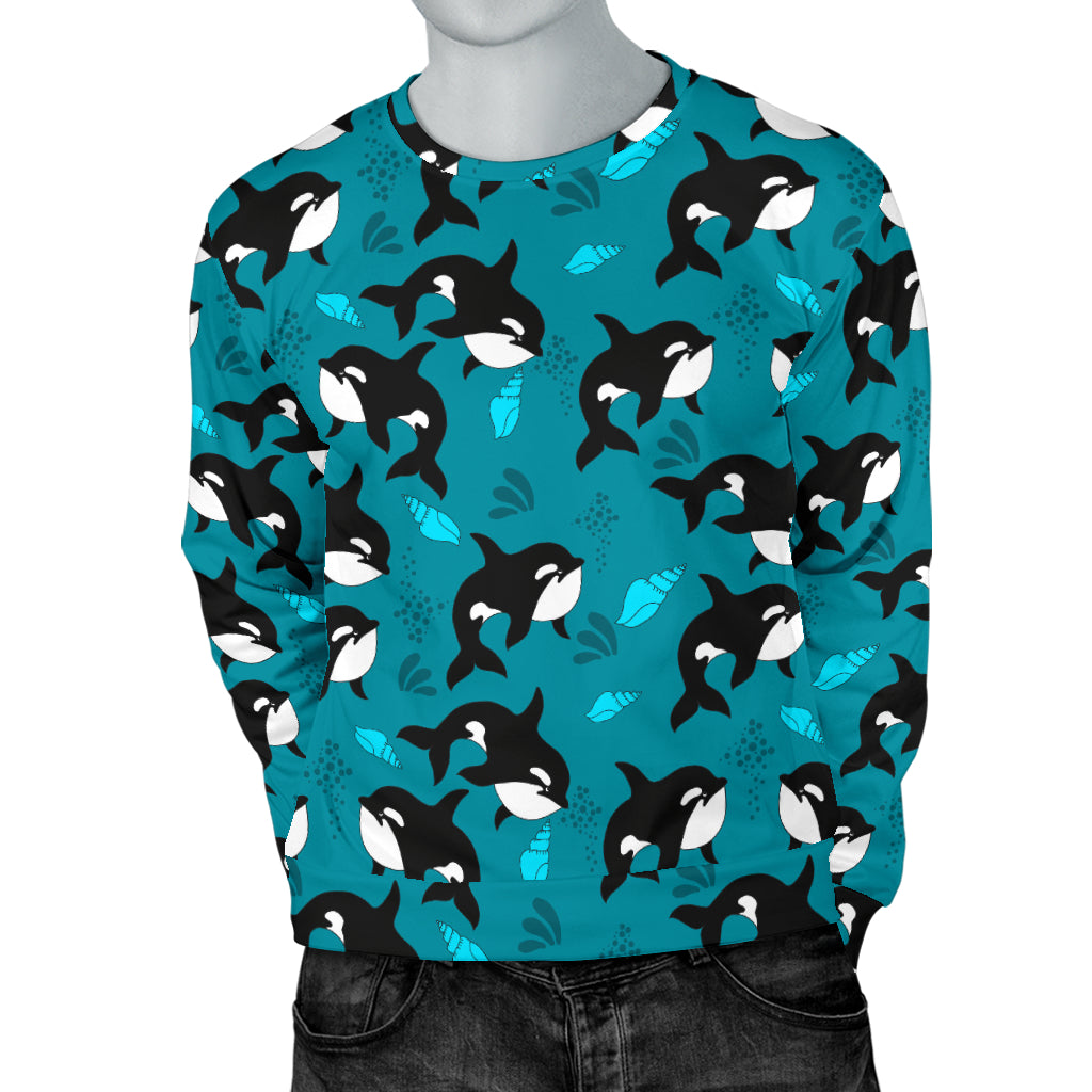 Whale Sea Design Themed Print Men Long Sleeve Sweatshirt