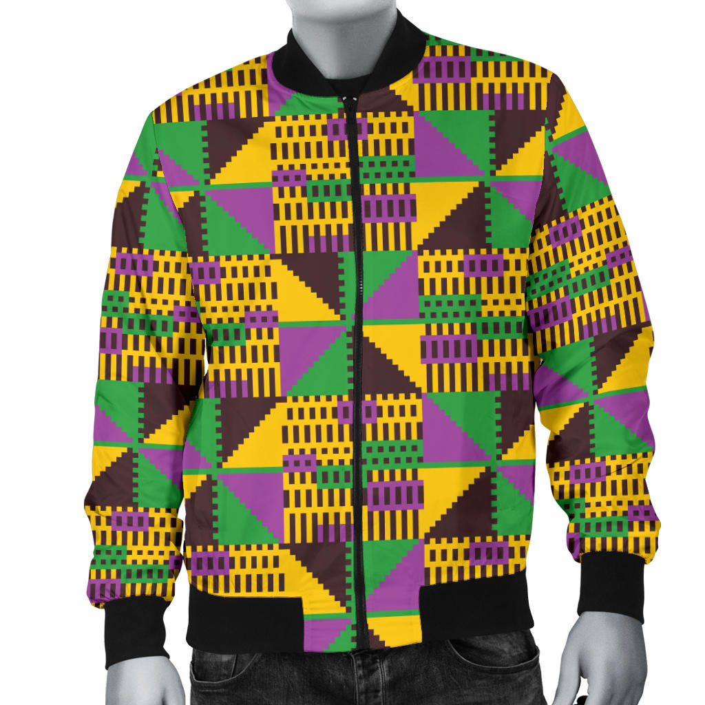 Kente Triangle Design African Print Men Bomber Jacket