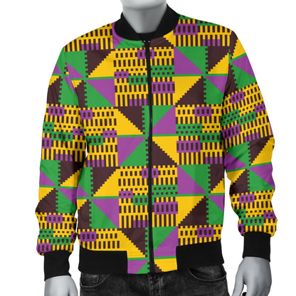 Kente Triangle Design African Print Men Bomber Jacket