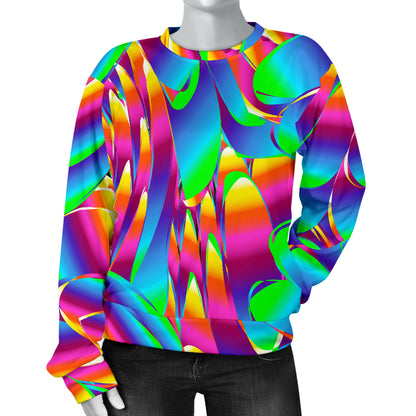 Psychedelic Trippy Pattern Women Long Sleeve Sweatshirt