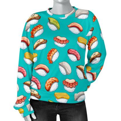 Sushi Themed Print Women Long Sleeve Sweatshirt