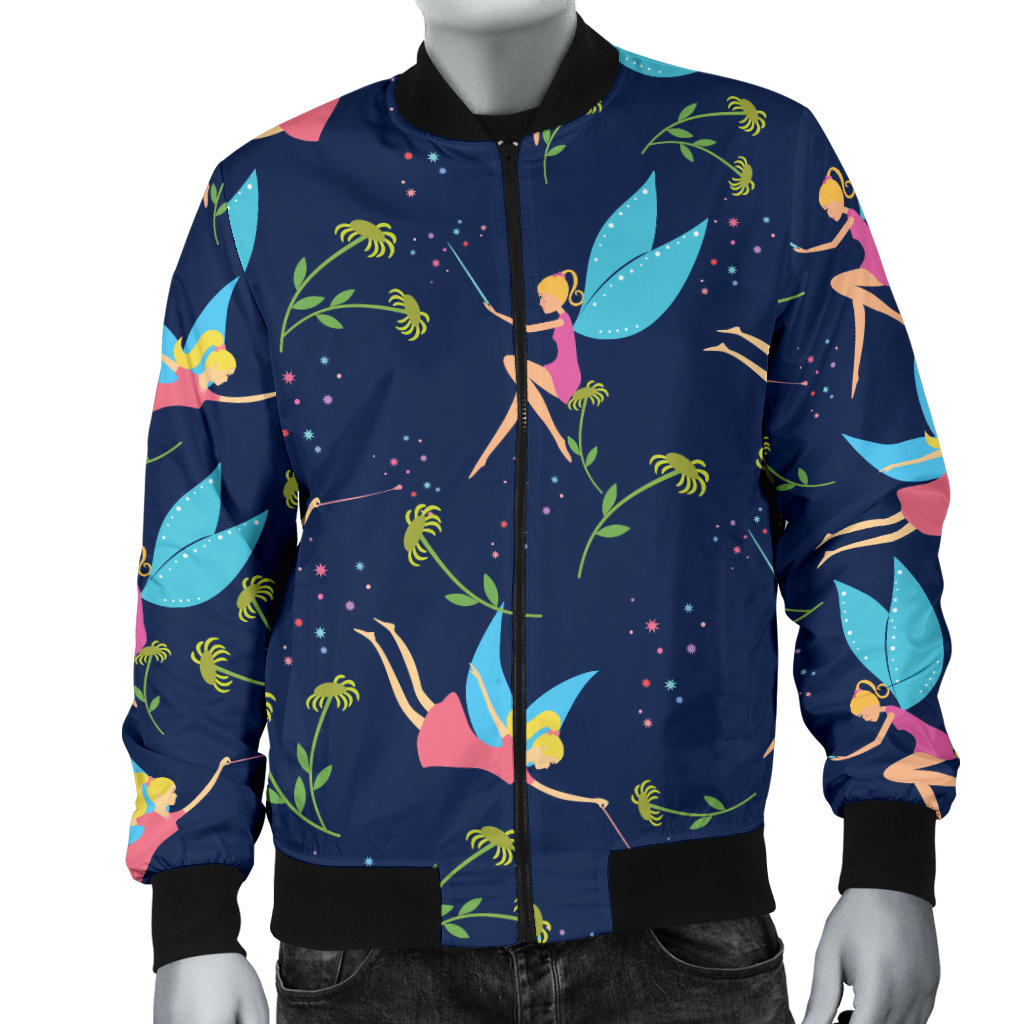 Fairy with flower Print Pattern Men Bomber Jacket