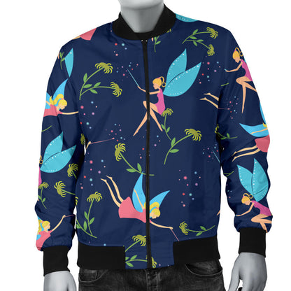 Fairy with flower Print Pattern Men Bomber Jacket