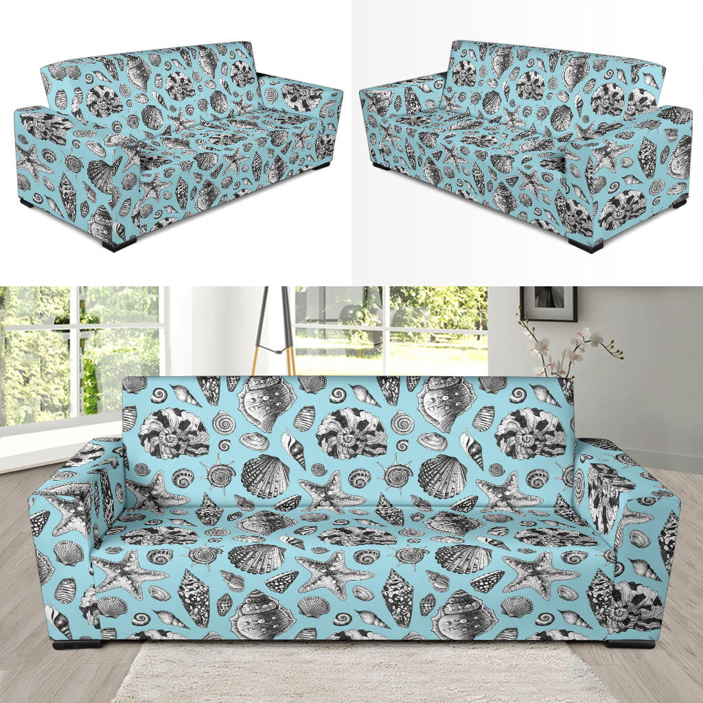 Seashell Beach Print Design LKS302 Sofa Slipcover