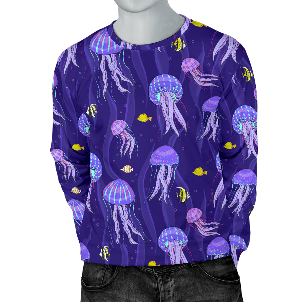 Jellyfish Style Print Men Long Sleeve Sweatshirt